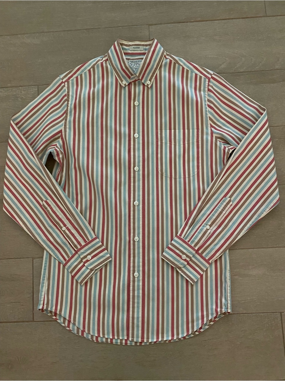 J. Crew Multicolor Vertical Stripe Button-Down Shirt
